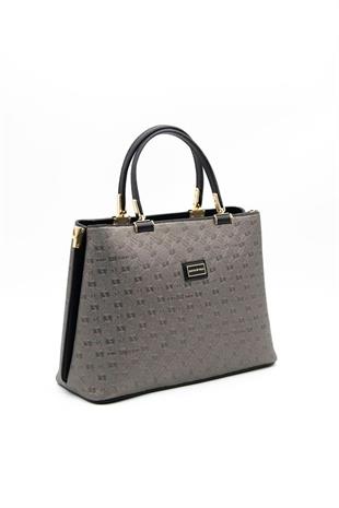Silver & Polo SP924 Kadın El Çantası Logolu Platin-Siyah