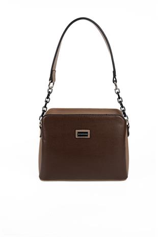 Silver Polo SP937 Kadın Omuz Çantası Düz Kahve-Vizon