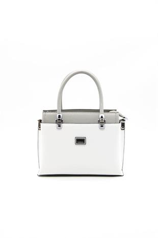 Silver & Polo SP826 Kadın El Çantası Düz Beyaz-A.Gri