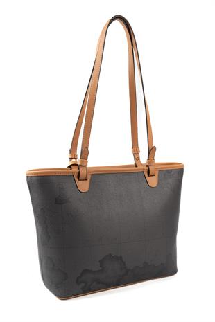 Silver Polo SP1204 Kadın Omuz Çantası Harita Siyah-A.Taba