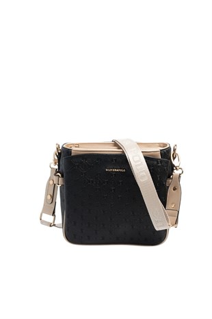 Silver & Polo SP884 Kadın Çapraz Çanta Logolu Siyah-S.Nut