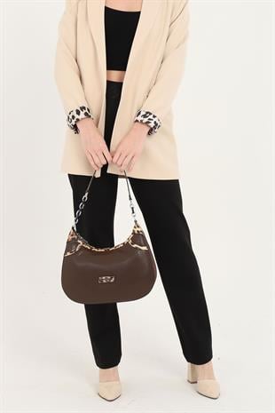 Silver & Polo Leopar Kahve SP1255 Kadın Omuz Çantası