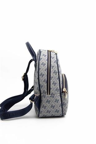 Silver Polo Gri - Lacivert Monogram Kadın Sırt Çantası SP945
