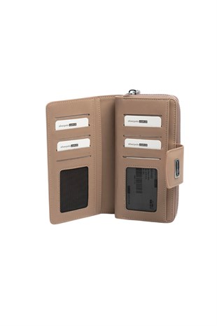 Silver & Polo SP928 Kadın Cüzdan & Kartlık Düz Bej-Latte