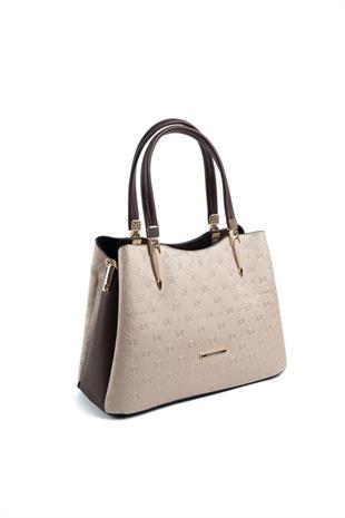 Silver & Polo SP1205 Kadın El Çantası Logolu Nut-Kahve