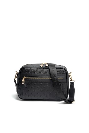 Silver & Polo SP1280 Kadın Çapraz Çanta Logolu Siyah-Siyah