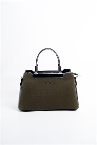 Silver & Polo SP913 Kadın El Çantası Fashion Haki-Rugan-Siyah
