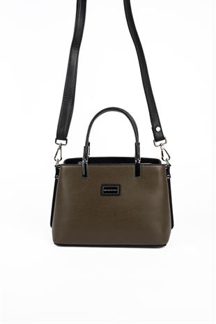 Silver & Polo SP987 Kadın El Çantası Düz Zeytuni-Siyah