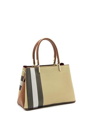 Silver & Polo SP1098 Kadın El Çantası Ekose Bej-Taba