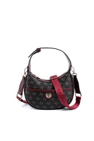 Silver Polo SP1194 Kadın Omuz Çantası Monogram Kahve Sarı-Bordo