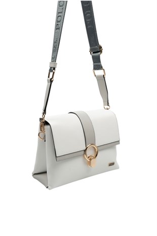 Silver & Polo SP1275 Kadın Çapraz Çanta Düz Beyaz-A.Gri