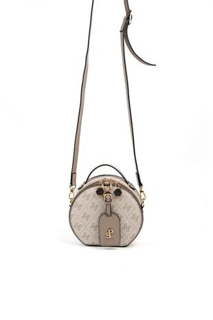 Silver & Polo SP1163 Kadın Çapraz Çanta Monogram Bej-Kum