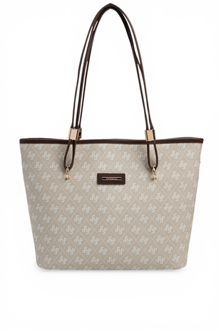 Silver Polo SP1282 Kadın Omuz Çantası Monogram Taş-Kahve