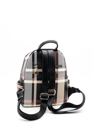 Silver & Polo SP906 Kadın Sırt Çantası Ekose Siyah