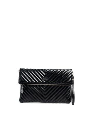 Silver & Polo SP1134 Kadın Portföy & Clutch Crash Kırışık Siyah-Kırışık Siyah