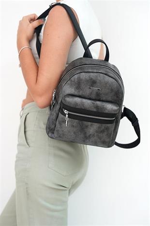 Silver & Polo SP1146 Kadın Sırt Çantası Petek M.Gümüş-Siyah