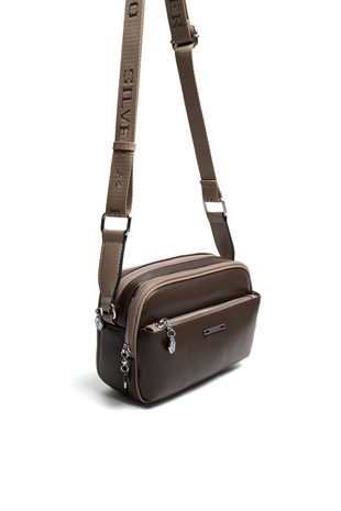 Silver Polo Kahve - Latte Düz Kadın Çapraz Çanta SP1162