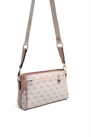 Silver & Polo SP1273 Kadın Çapraz Çanta Monogram Pembe-Somon