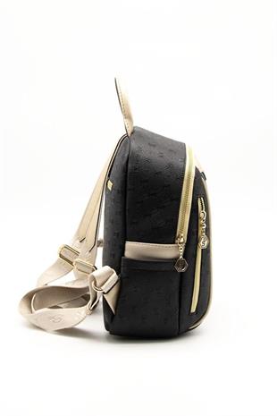 Silver & Polo SP906 Kadın Sırt Çantası Logolu Siyah-S.Nut