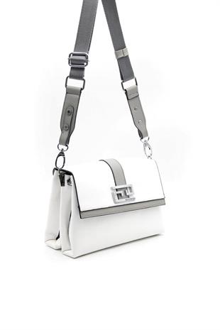 Silver & Polo SP1009 Kadın Çapraz Çanta Düz Beyaz-A.Gri