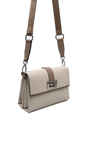 Silver & Polo SP1009 Kadın Çapraz Çanta Düz Bej-Latte
