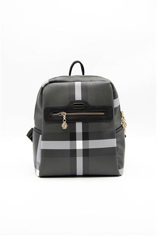 Silver & Polo SP866 Kadın Sırt Çantası Ekose Siyah