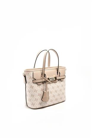 Silver & Polo SP1185 Kadın El Çantası Monogram Bej-Kum
