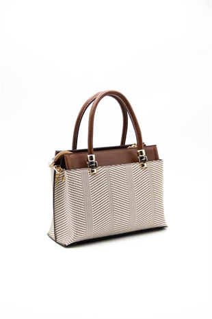 Silver & Polo SP826 Kadın El Çantası Hasır Bej-Taba