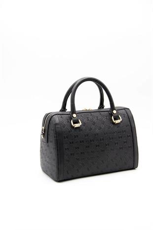 Silver & Polo SP1091 Kadın El Çantası Logolu Siyah-Siyah