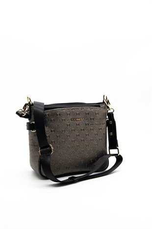 Silver & Polo SP884 Kadın Çapraz Çanta Logolu Platin-Siyah