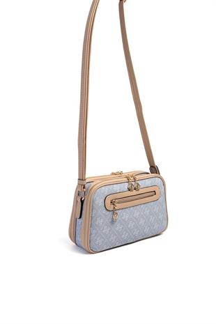 Silver & Polo SP899 Kadın Çapraz Çanta Monogram Mavi-Ten