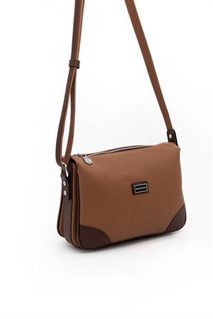 Silver & Polo SP784 Kadın Çapraz Çanta Petek Karamel-Kahve