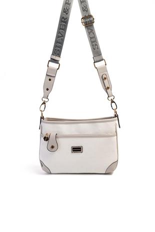 Silver & Polo SP1160 Kadın Çapraz Çanta Logolu Beyaz-A.Gri