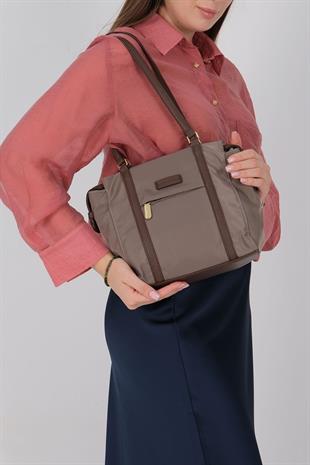 Silver Polo SP1215 Kadın Omuz Çantası Saten Kum-Kahve