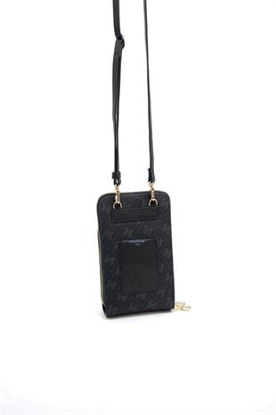 Silver Polo SP1011 Kadın Telefon Çantası Monogram Siyah-Siyah