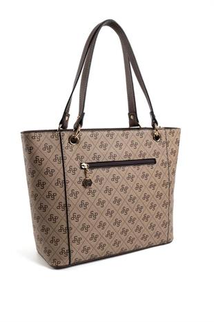 Silver Polo SP1176 Kadın Omuz Çantası Monogram Koyubej-Kahve