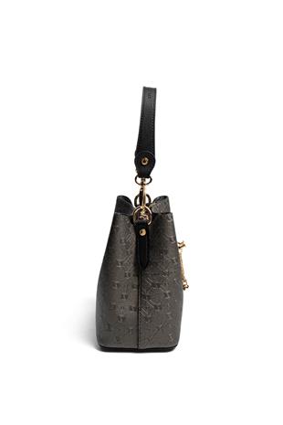 Silver & Polo SP1266 Kadın Çapraz Çanta Logolu Platin-Siyah