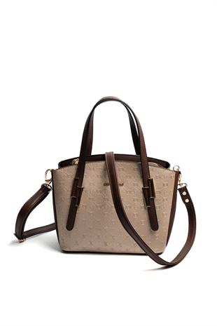 Silver & Polo SP1021 Kadın El Çantası Logolu Nut-Kahve