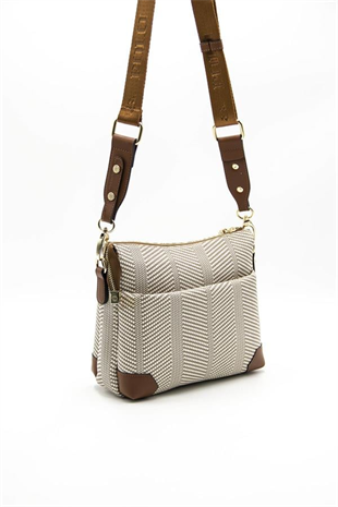 Silver & Polo SP1110 Kadın Çapraz Çanta Hasır Bej-Taba