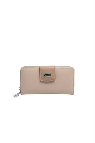 Silver & Polo SP928 Kadın Cüzdan & Kartlık Düz Koyu Bej-Latte