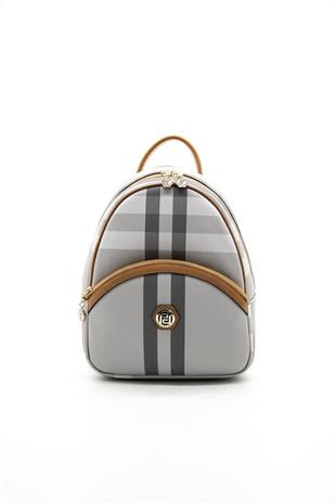 Silver & Polo SP945 Kadın Sırt Çantası Ekose A.Gri-A.Taba