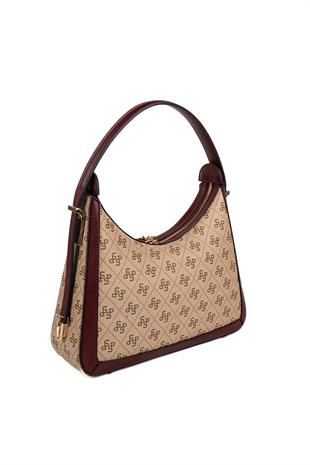Silver Polo SP1187 Kadın Omuz Çantası Monogram Koyu Bej-Bordo