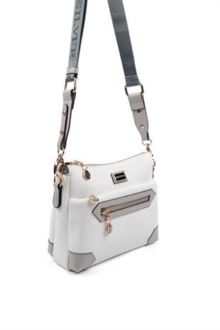 Silver & Polo Beyaz - A.gri SP1110 Kadın Çapraz Çanta