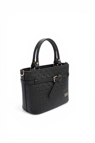 Silver & Polo SP1283 Kadın El Çantası Logolu Siyah-Siyah