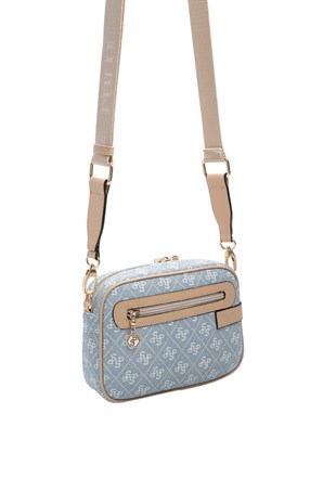 Silver Polo Mavi - Ten Monogram Kadın Çapraz Çanta SP1256