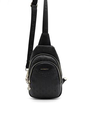 Silver & Polo SP959 Kadın Vücut Çantası Logolu Siyah-Siyah