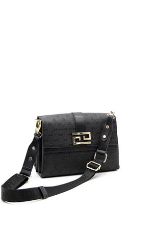 Silver & Polo SP1009 Kadın Çapraz Çanta Logolu Siyah-Siyah