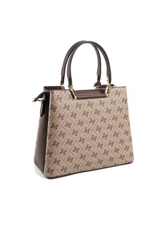 Silver & Polo SP969 Kadın El Çantası Monogram Koyubej-Kahve