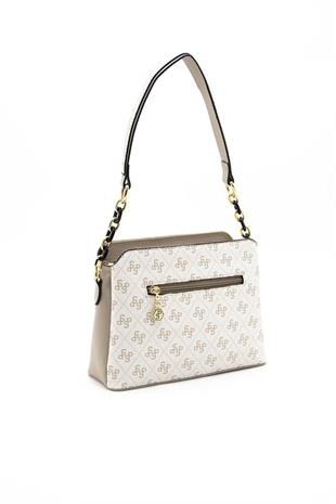 Silver Polo SP937 Kadın Omuz Çantası Monogram Bej-Kum