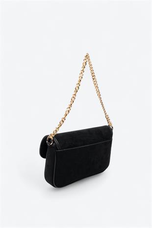 Silver & Polo SP1171 Kadın Omuz Çantası Süet Siyah-Siyah